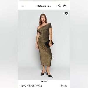 Reformation Jamen Knit Dress-Gold Sparkle-M-NWT